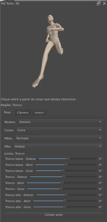 Visualizador 3D do HQ Tools dentro do Krita