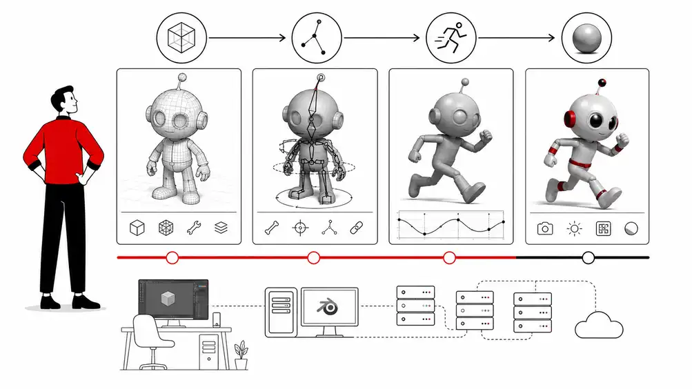 Pipeline de animação 3D com Blender - modelagem, rigging e render